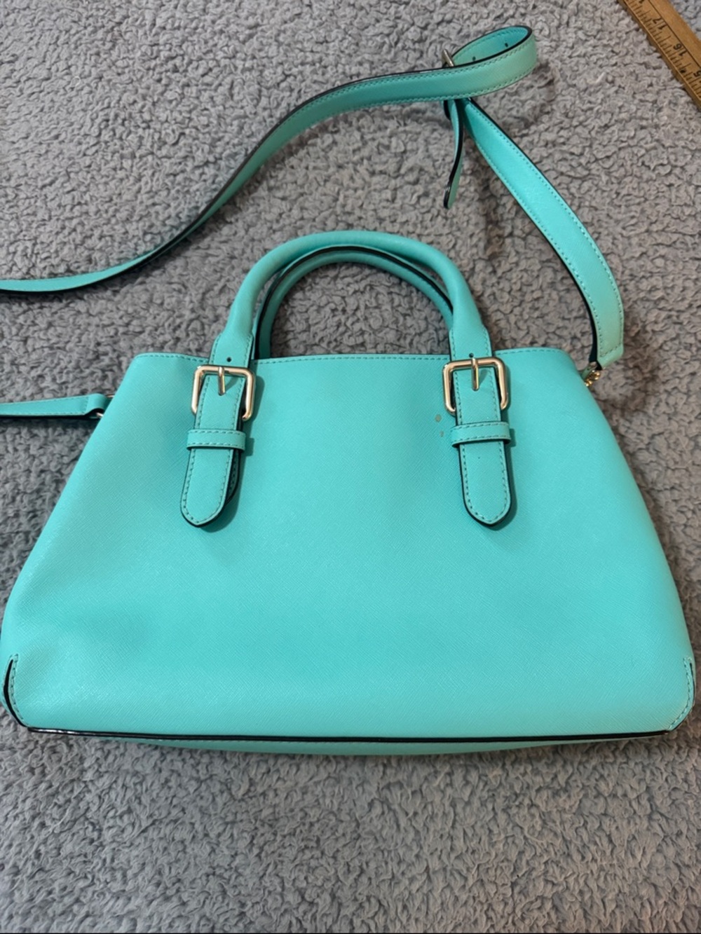 kate spade turquoise satchel with gold hardware - Picture 6 of 6
